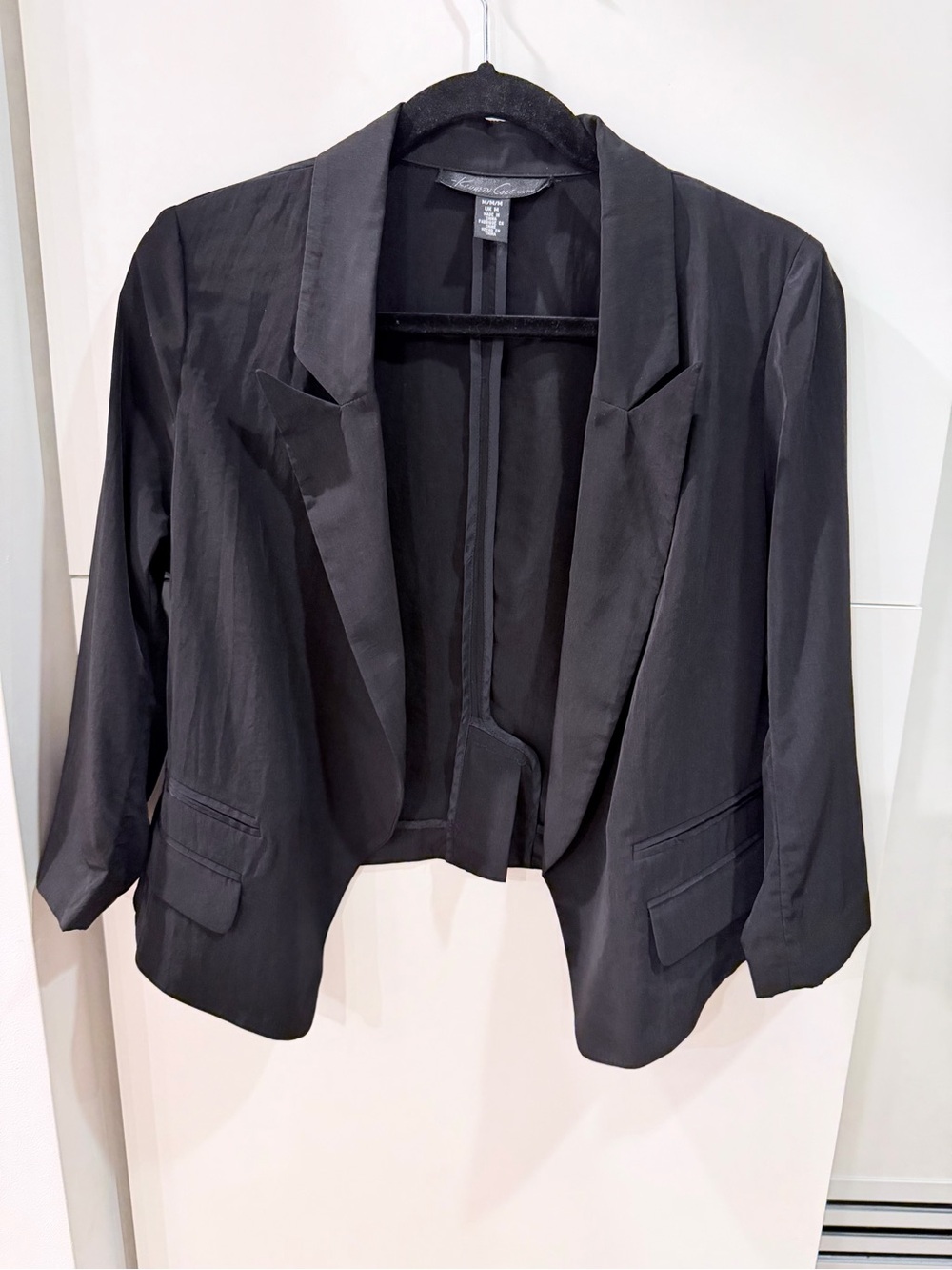 Kenneth Cole Black Open Front Draped Blazer Jacket Size M